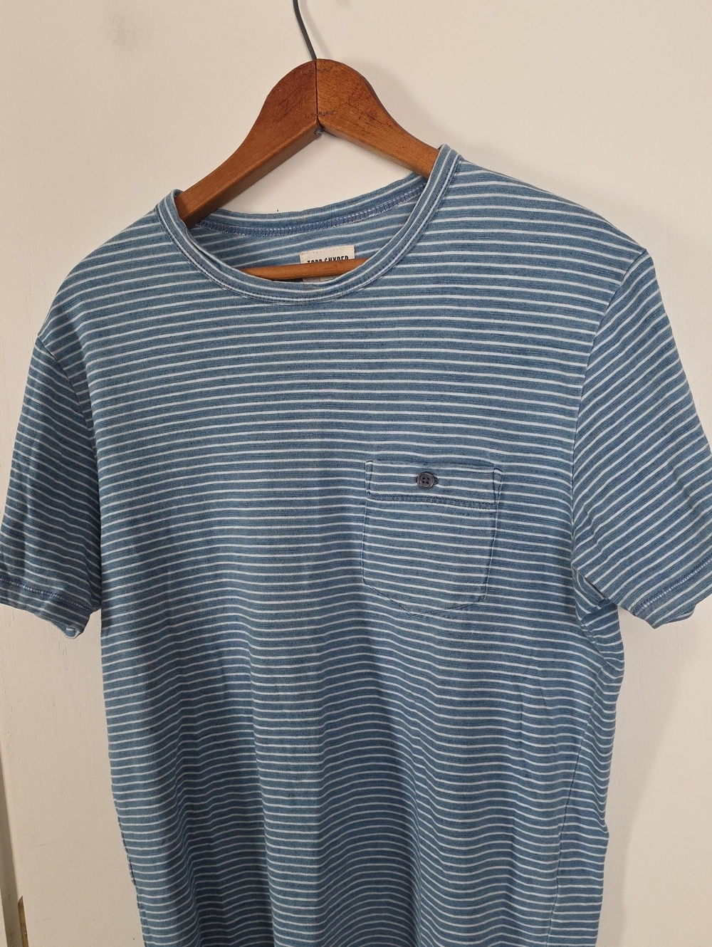 Todd Snyder Small Striped Pocket Tee - Blue + White Perfect Condition|